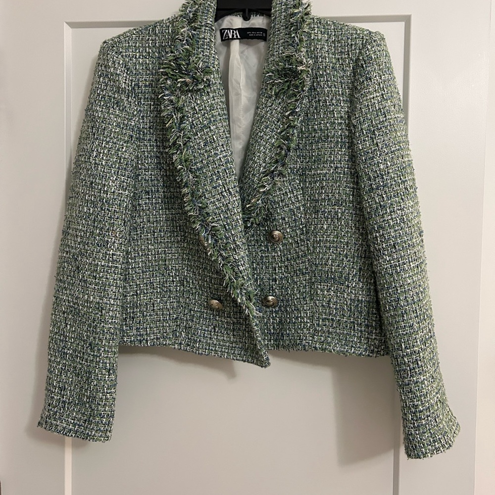 Zara Green Tweed Women's Jacket